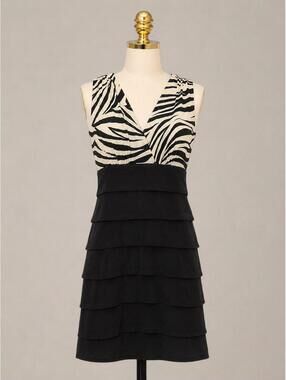 Sweet Storm Zebra Halter Tiered Dress Y2K